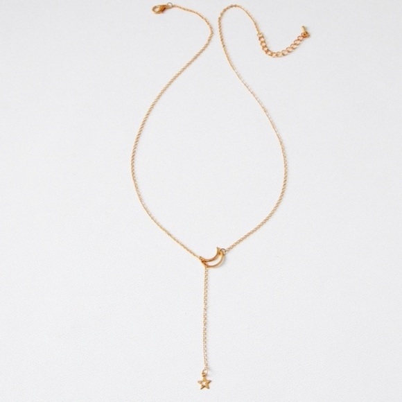 Sweetheart Gold Tone Crescent Moon Necklace. - Picture 6 of 6